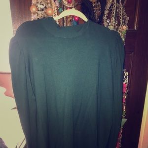 Green Puff Sleeve Fitted Sweater